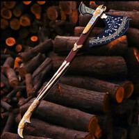 Haur’s Lucky Knob Leviathan Axe of Kratos – God of War Replica 37.5" Handcrafted Carbon Steel Battle Axe with Rosewood Handle - Thumbnail 1