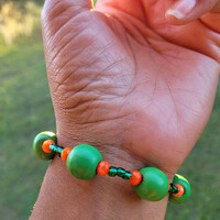 ORANGE & GREEN ME🐍🐍🧡💚 BRACELET💫 READY-MADE (UNISEX) By Nubian Collection Artwear👑 - Thumbnail 2