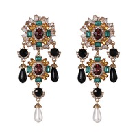 Retro Long Earrings for Women ā Trendy Alloy Rhinestone Drop Ear Accessories | Vintage Fashion Jewelry - Thumbnail 1