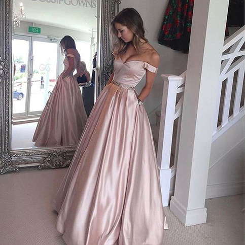 Pettus Womens Off-The-Shoulder Satin Prom Dresses Long Ruffle Evening Ball Gowns P624 Pettus Womens Off-The-Shoulder Satin Prom Dresses Long Ruffle Evening Ball Gowns P624