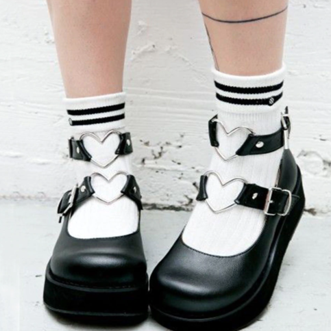 platform heart shoes