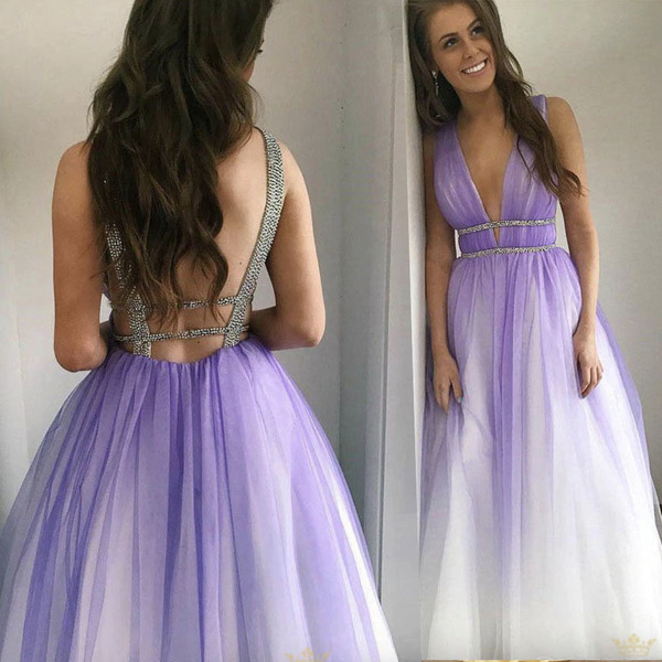 Gradient Ombre Purple Prom Dresses 