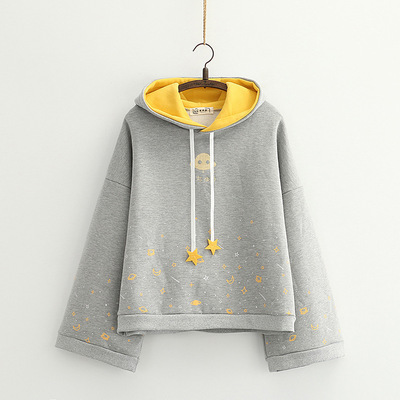 Harajuku cat star trumpet sleeve hoodie
