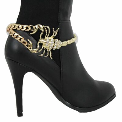 Women gold metal boot chain scorpion shoe charm western fashion jewelry 