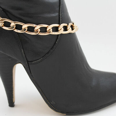 Women gold metal boot chain links shoe charm western fashion jewelry classy style