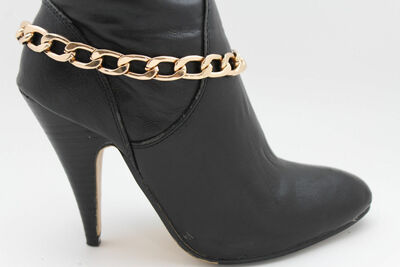 Women Gold Metal Boot Chain Links Shoe Charm Western Fashion Jewelry Classy Style