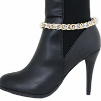 Women Gold Metal Boot Chain Links Silver Mesh Beads Shoe Charm Western Fashion Jewelry - Thumbnail 7