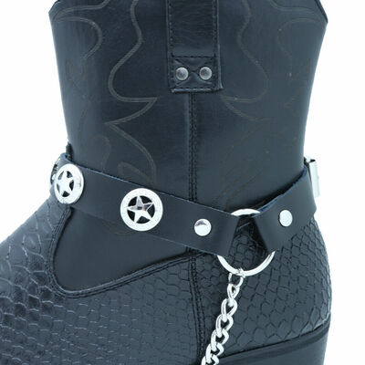Biker men boot black 2 strap motorcycle bracelet band texas lone star adjustable