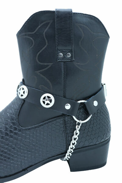 Biker Men Boot Black 2 Strap Motorcycle Bracelet Band Texas Lone Star Adjustable