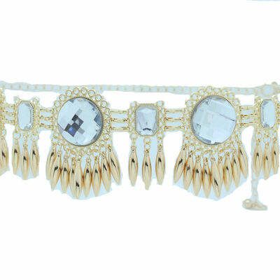 Bling women jazzy cool belt gold metal sun flower charm hip high waist size s m
