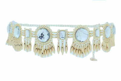Bling Women Jazzy Cool Belt Gold Metal Sun Flower Charm Hip High Waist Size S M
