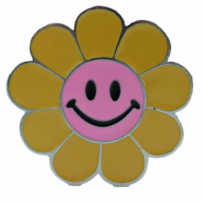 Buckle women 80's fashion yellow flower emoji cute cartoon character kids 