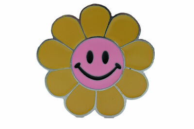Buckle Women 80's Fashion Yellow Flower Emoji Cute Cartoon Character Kids 