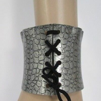 Women bracelet fashion silver snake stamp metal corset jewelry black tie