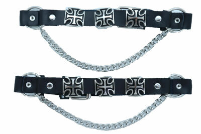 Cool Biker Men Boot Black 2 Straps Band Big Cross Charm Religious Church Weekend