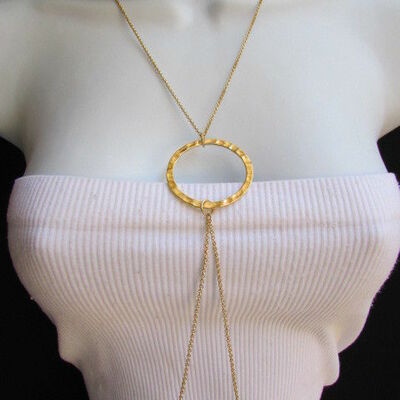 Women gold harness classic fashion metal body chain jewelry long necklace