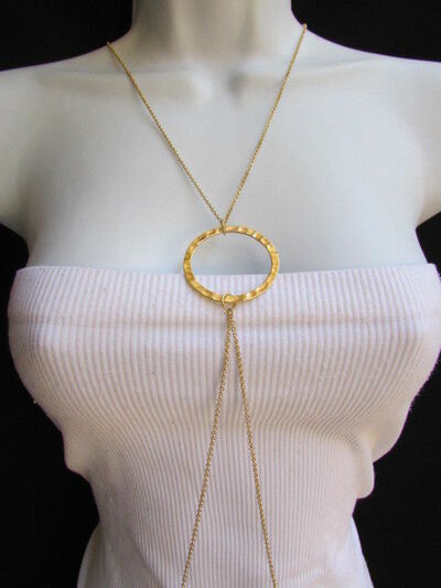 Women GOLD HARNESS CLASSIC FASHION METAL BODY CHAIN JEWELRY LONG NECKLACE