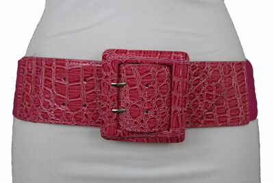Women Pink Wide Elastic Waistband Fashion Belt Hip High Waist Size M L XL