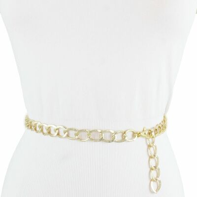 Elegant look women gold metal chain links narrow waisted fun fashion belt xs s m