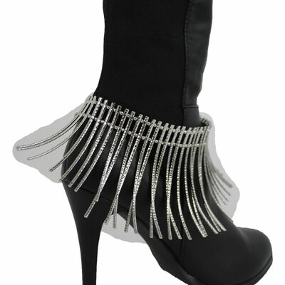 Women african style boot bracelet silver metal long stud anklet shoe charm