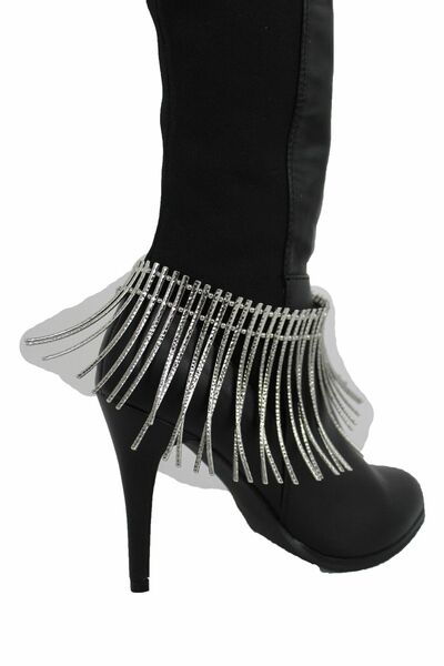 Women African Style Boot Bracelet Silver Metal Long Stud Anklet Shoe Charm