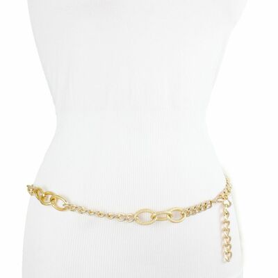 Women skinny waistband belt gold metal chain link chic fashion style m l xl
