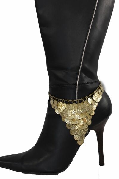 Women Boot Bracelet Vintage Gold Metal Chain Anklet Fashion Shoe Coins Charm