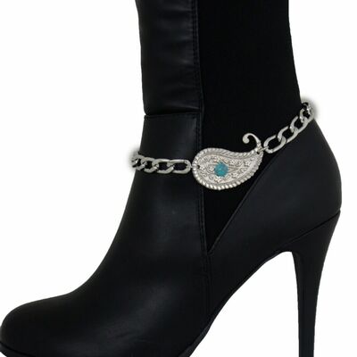 Women boot chain bracelet shoe silver metal paisley charm water drop jewelry