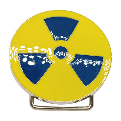 Fashion belt buckle silver metal yellow nuke bomb nuclear animation anime