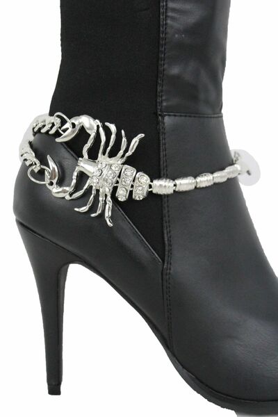 Western Fashion Boot Bracelet Chain Silver Metal Big Scorpion Shoe Weekend Charm