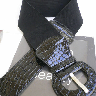 Women fashion hip elastic waist stretch band black belt size xs small medium