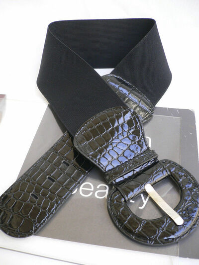 Women Fashion Hip Elastic Waist Stretch Band Black Belt Size XS Small Medium