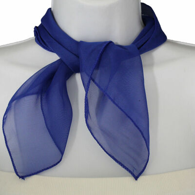 Women fashion neck scarf blue royal fabric square pocket sheer spring summer