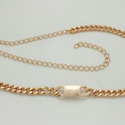 Women gold metal chain classy charm plate buckle barrow waistban belt m l xl