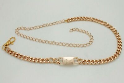Women Gold Metal Chain Classy Charm Plate Buckle Barrow Waistban Belt M L XL