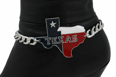 Women Silver Metal Chain Boot Bracelet Shoe Charm Anklet Texas State Jewelry