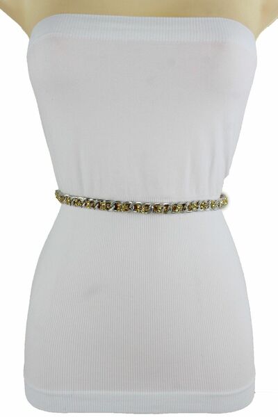 Women Silver Metal Chain Links Hip High Waist Fashion Belt Gold Mesh XS S M