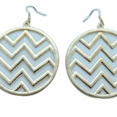 Women earrings street hood fashion jewelry gold color metal chevron hoop