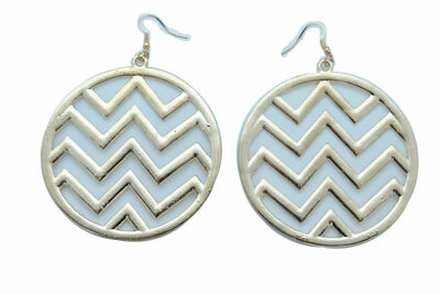 Women Earrings Street Hood Fashion Jewelry Gold Color Metal Chevron Hoop