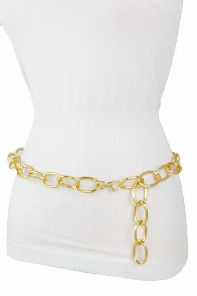Women Fashion Hip Waist Gold Metal Chunky Chain Thick Links Belt Plus XL XXL