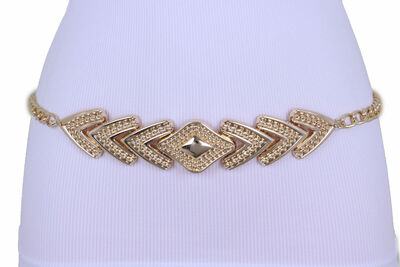 Women Belt Gold Metal Chain Arrowhead Charm Buckle Adjustable Size Band M L XL