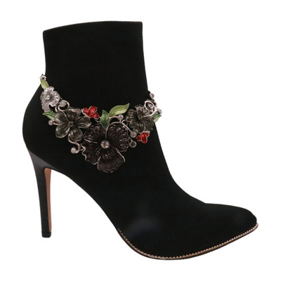 Women Silver Metal Chain Boot Bracelet Anklet Shoe Flower Charm Elegant Look