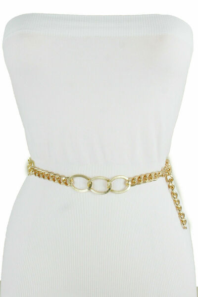 Women Waist Hip Fashion Belt Gold Metal Chain Fancy Thick Chunky Link M L XL