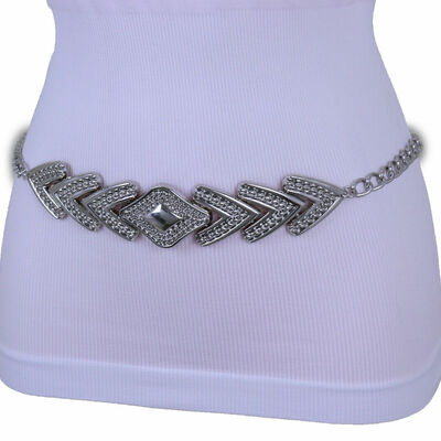 Women belt hip waist silver metal chain arrowhead charm sprin summer size xs s m