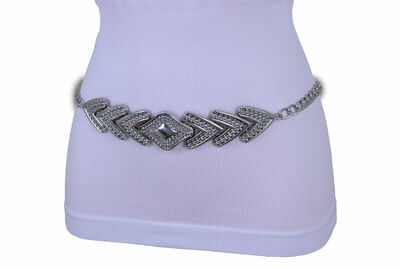 Women Belt Hip Waist Silver Metal Chain Arrowhead Charm Sprin Summer Size XS S M
