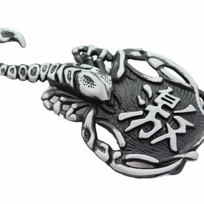 Men belt buckle silver metal western fashion cowboy scorpion animal desert long