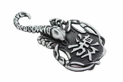 Men Belt Buckle Silver Metal Western Fashion Cowboy Scorpion Animal Desert Long