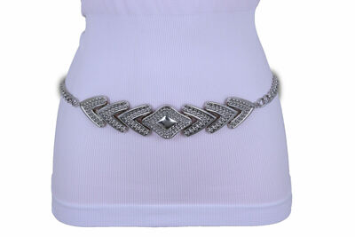 Women Belt Silver Metal Chains Arrowhead Charm Buckle Comfortable Strap XS S M