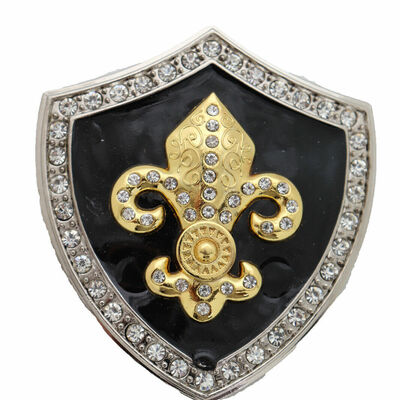 Men belt buckle silver metal western gold fleur de lys lily french symbol flower