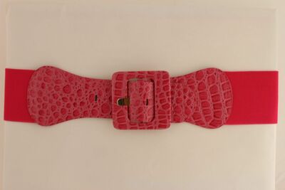Women Belt Wide Elastic Pink Fashion Hip High Waist Square Buckle Plus M L XL